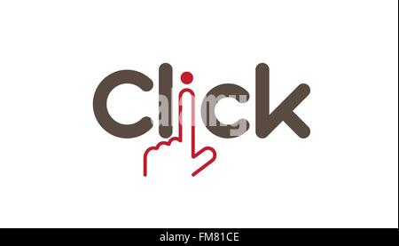 Click Typography Hand Finger Logo Vector Design Illustration Stock Vector