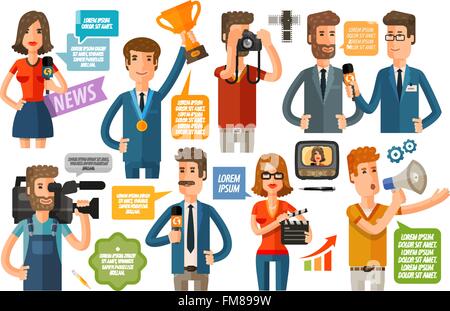 business infographics. journalism and TV icons set. vector illustration Stock Vector
