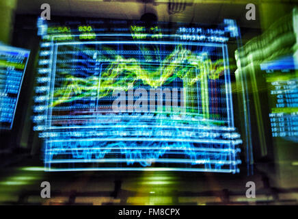 Screen showing charts at Stock exchange market Stock Photo