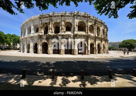 France, Gard, Nimes, Place des Arenes, The Arenas Stock Photo