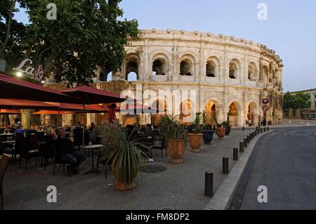 France, Gard, Nimes, Place des Arenes, The Arenas Stock Photo