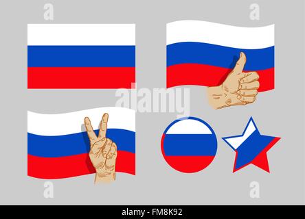 Russia flag icons set. vector illustration Stock Vector