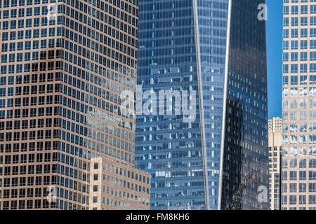 Detail of office buildings and modern skyscrapers in Manhattan, New York City. Stock Photo