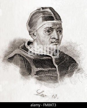 Pope Leo X, 1475 – 1521, born Giovanni di Lorenzo de' Medici. Stock Photo