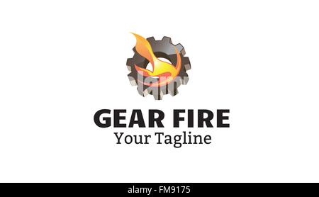 Gear Fire Design Illustration Stock Vector