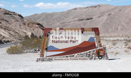 Death Valley National Park sign California Stock Photo