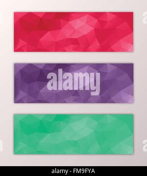 Website banner template set with abstract triangle polygon colorful background design Stock Vector