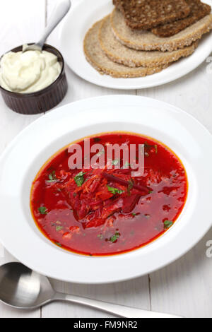 borscht, beet soup, russian ukrainian cuisine Stock Photo