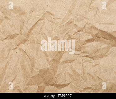 close up shot of brown wrinkled paper Stock Photo