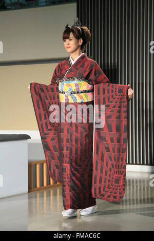 Japan; Kyoto, kimono presentation, Nishijin Textile Center Stock Photo ...