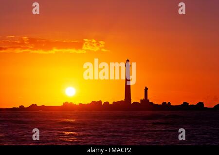 France, Finistere, Plouguerneau, Virgin Island, Virgin Island lighthouse, the tallest stone lighthouse of Europ Stock Photo