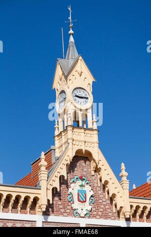 France, Somme, Abbeville, the Abbeville station style regional seaside is built around a wood frame with red brick veneer Stock Photo