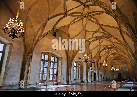 The Vladislav hall, in the Old Royal Palace, Prague castle, Prague, Czech Republic Stock Photo