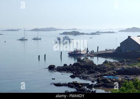 France, Manche, Chausey islands, the pier Stock Photo