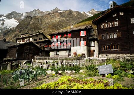 Switzerland, Canton of Valais, Saas Valley, Saas Fee, 1800 m, the historical heart of the village Stock Photo