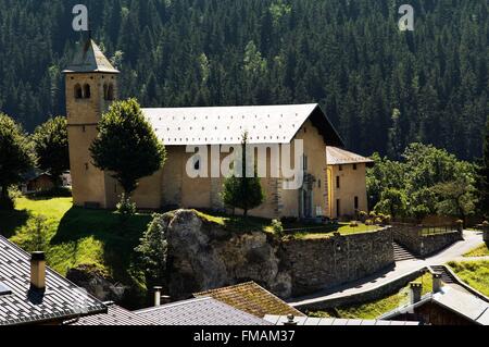 France, Savoie, Tarentaise valley, Champagny en Vanoise, Saint Sigismond church Stock Photo