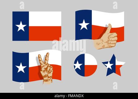 Texas flag icons set. vector illustration Stock Vector
