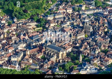 France, Dordogne, Sarlat la Caneda, the town (aerial view) Stock Photo