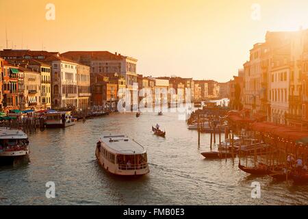 Italy, Veneto, Venice, Grand Canal View from Rialto Bridge Stock Photo