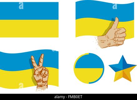 Ukraine flag icons set. vector illustration Stock Vector