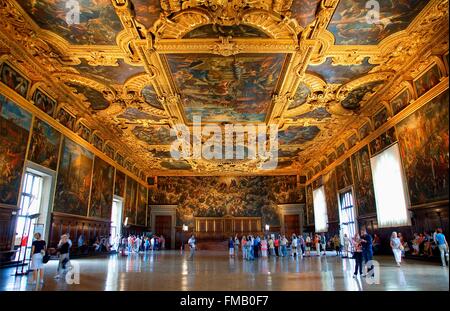 Italy, Veneto, Venice, Great Council Room in Doge's Palace Stock Photo