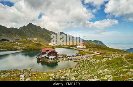 Balea Lake Cabin in Fagaras Mountains, Romania. Stock Photo