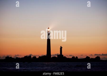 France, Finistere, Plouguerneau, Virgin Island, Virgin Island lighthouse, the tallest stone lighthouse of Europ Stock Photo