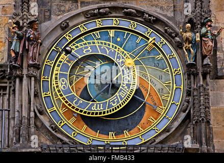 The famous Astronomical Clock, Old Town Hall, Old Town Square, Stare Mesto, Prague, Czech Republic Stock Photo