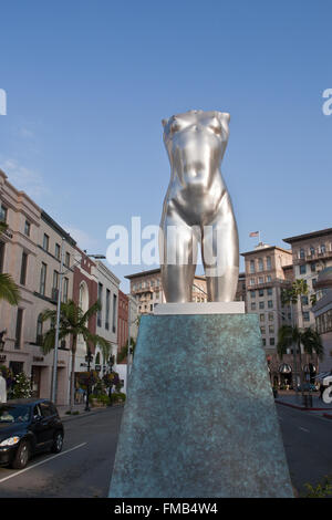 Metal statue on Rodeo Drive in Beverly Hills,Los Angeles,L.A.,U.S.A.,California,United States of America,palm tree,exclusive, Stock Photo