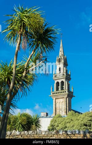 France, Finistere, Bay of Morlaix, Carantec, St Carantec Church, neo gothic style of the nineteenth century Stock Photo