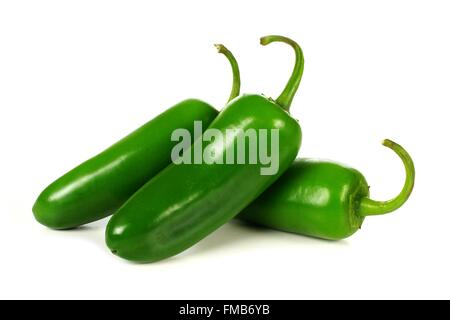 Group of jalapeno peppers isolated on a white background Stock Photo