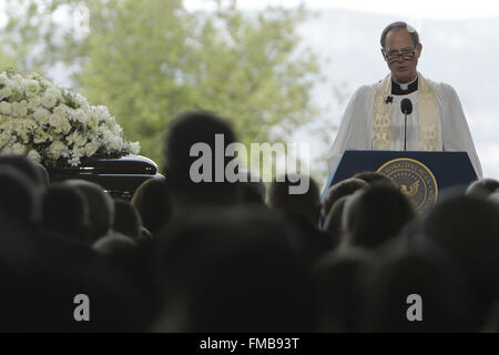 Simi Valley, CA, USA. 11th Mar, 2016. The Reverend Stuart A. Kenworthy speaks at the funeral of Nancy Reagan held at the Ronald Reagan Presidential Library located in Simi Valley, Ca. on Friday, March 11, 2016. Credit:  Troy Harvey/ZUMA Wire/Alamy Live News Stock Photo