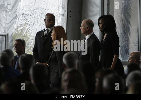 Simi Valley, CA, USA. 11th Mar, 2016. First lady Michelle Obama arrives at Nancy Reagan's funeral held at the Ronald Reagan Presidential Library located in Simi Valley, Ca. on Friday, March 11, 2016. Credit:  Troy Harvey/ZUMA Wire/Alamy Live News Stock Photo