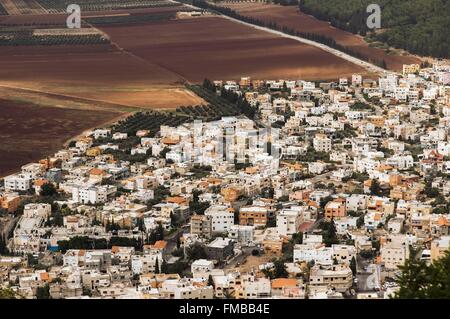 Israel, Daburiyya, view from mount Tabor, 588m Stock Photo