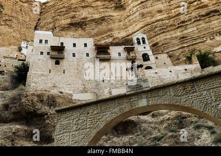 Israel, Palestine, the West Bank ( litigious territory), Juda's desert (Judea), Wadi Qelt, Saint-Georges monastery Stock Photo