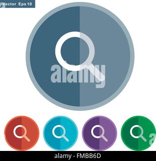 Magnifying glass icon set in black and white color. simple flat vector ...