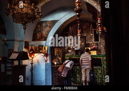 Israel, Palestine, the West Bank ( litigious territory), Juda's desert (Judea), Wadi Qelt, Saint-Georges monastery Stock Photo