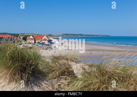 France, Pas de Calais, Wissant, village view from the dunes with the Cap Gris Nez in the background Stock Photo