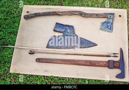 The market of ancient items and arts in a historic district of Zadviniye.Festival of arts “Slavianski bazaar in Vitebsk - 2009”. Stock Photo