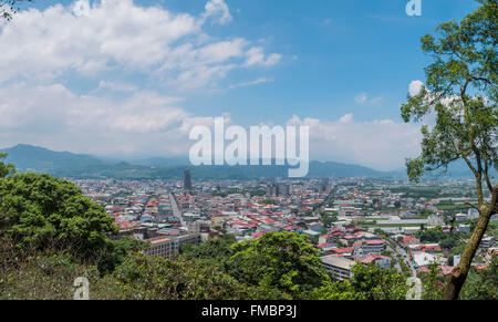 Aerial view of Puli city from Hutoushan, Puli, Taiwan Stock Photo