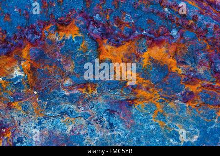 France, Manche, Granville, Rust texture on a shell forming an abstract painting Stock Photo