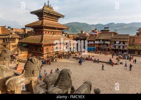 Nepal, Bagmati zone, Bhaktapur, listed as World Heritage by UNESCO, Taumadhi Tole, Bhairabnath temple Stock Photo