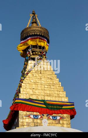 Nepal, Bagmati zone, Boudhanath, listed as World Heritage by UNESCO, stupa summit Stock Photo
