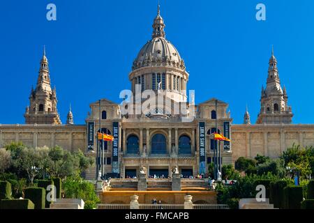 Spain, Catalonia, Barcelona, Montjuic, National Palace (Palau Nacional), Catalonia National Museum of Art (MNAC) Stock Photo