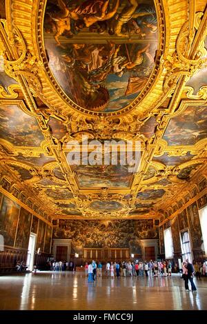 Italy, Veneto, Venice, Great Council Room in Doge's Palace Stock Photo