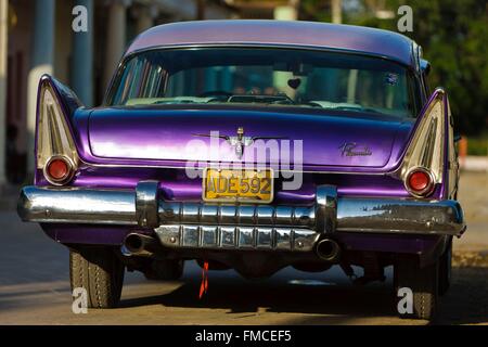 Cuba, Pinar del Rio, Vinales, Plymouth fifty years parked on the street Stock Photo