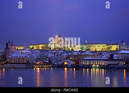 Prague castle and Mala Strana ('Little Quarter') as seen from the side of Stare Mesto (Old Town) Prague, Czech Republic Stock Photo