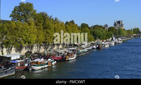 France, Paris, the banks of the Seine listed as World Heritage by UNESCO, Quai des Tuileries Stock Photo