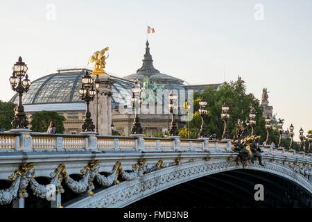 France, Paris, Pont Alexandre III and the Grand Palais Stock Photo