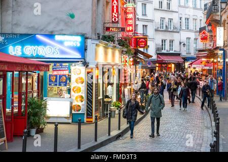 France, Paris, Saint Michel district, the pedestrian street of Huchette Stock Photo